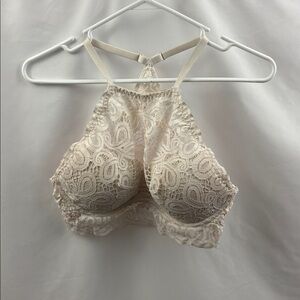 Pink Victoria's Secret Push-up Bralette Bra Medium White Lace